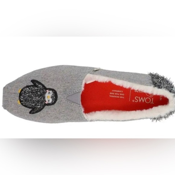TOMS Womens Alpargata Grey shimmery tinsel Penguin Slip On Casual Flats size 9.5 - Picture 1 of 9